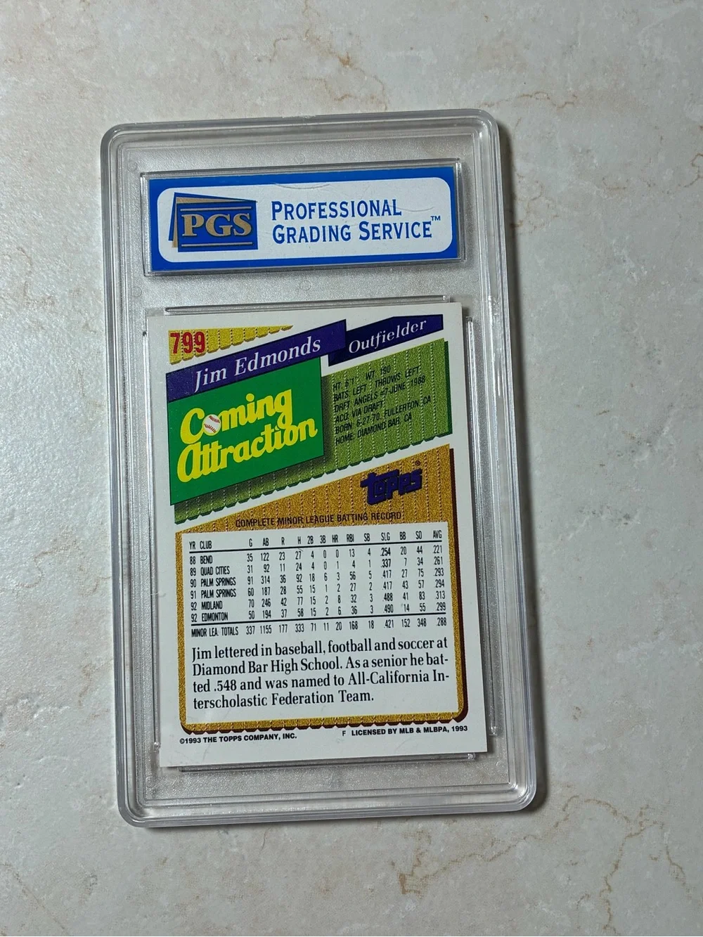 Jim Edmonds -1993 Topps #799 Rookie card